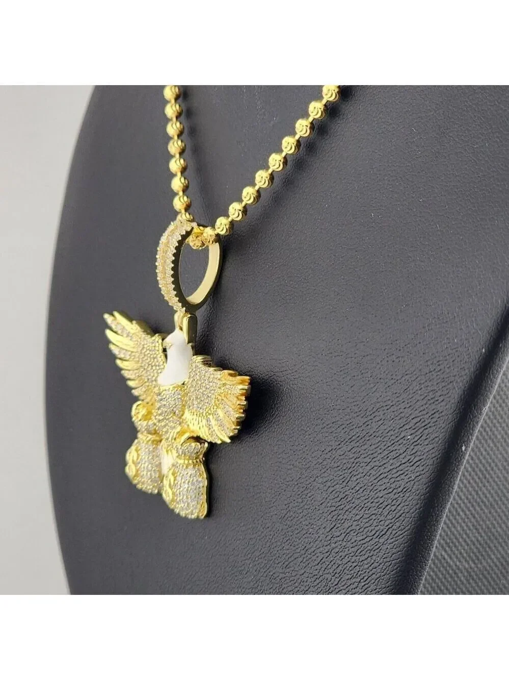 Sterling Silver 925 Flying Eagle Necklace with Two Money Bags – Bold & Symbolic